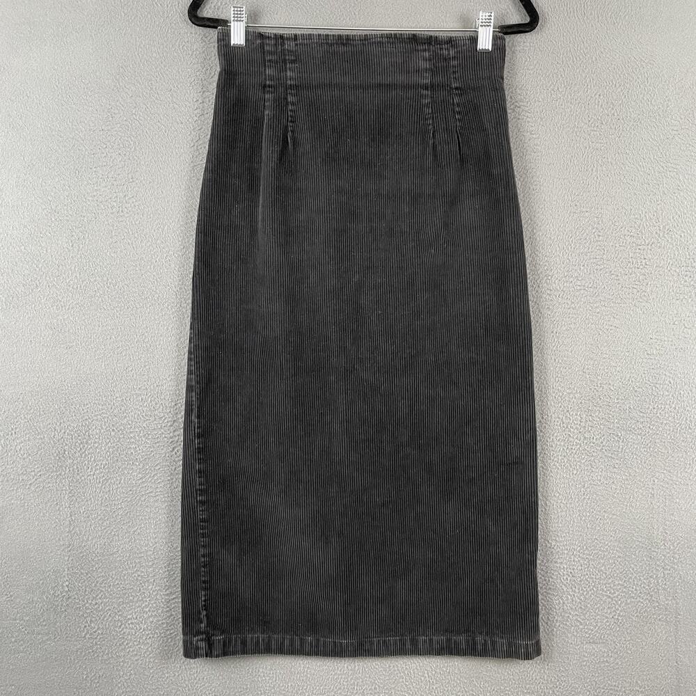 Paul Harris Design Skirt Womens 6 Gray Corduroy High Waist Midi Classic 90s VTG